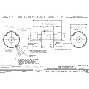US Motors 1/8 hp 1075 rpm, 6 polos, 2 ejes, TEAO, 3 velocidades, 5.6 diametro, CCW, 208-230 V, 60 hz, 1 ph, 5 mfd/370 VAC Capacitor 1187 / K055RWB5756021B
