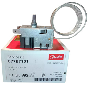 Danfoss 077B7101 Termostato de control Enfriador de Botellas 077B1704L Cut-in Frio +5.0C Cut-out Frio +1.5C Cut-in Caliente +12.5C Cut-Out Caliente +9.5C Capilar 1200mm
B0