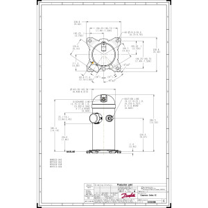 Danfoss HRH040U4LP6 3.3 tons 40.000 btu/h R410A Compressor Scroll para Aire Acondicionado 380-415/3/50, 460/3/60 (V/Ph/Hz) Descarga 1/2 pulg, Succion 7/8 pulg, ODF, PVE Oil 121L1211, 121L1208