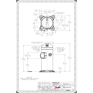 Danfoss HLH061T1LP6 5 tons 61.000 btu/h R410A Compresor Scroll para Aire Acondicionado 208-230/1/60 (V/Ph/Hz) Descarga 1/2 pulg, Succion 7/8 pulg, ODF, Aceite PVE 121L2042, 121L2039 Remplaza HLH060U1LP6