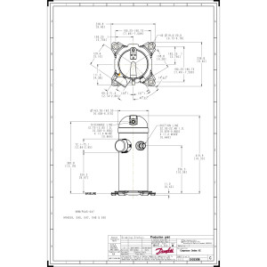 Danfoss HRH040U1LP6 3.3 tons 40.000 btu/h R410A Compressor Scroll para Aire Acondicionado 208-230/1/60 (V/Ph/Hz) Descarga 1/2 pulg, Succion 7/8 pulg, ODF, PVE Oil 121L1161, 121L1158