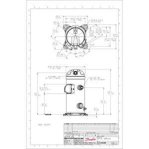Danfoss MLZ048T2LQ9A 6.5 HP MBP Compresor Scroll para Refrigeracion 208-230/3/60 (V/Ph/Hz) R404,R407,R507,R452,R134,R513,R22,R448,R449 Valvulas Rotolock V05,V04, Aciete POE 121L8807 Remplaza 120U8049, 120U8050, 121L8806