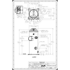 Danfoss LLZ024T2LQ9C 8 HP LBP Refrigeration Scroll Compressor 208-230/3/60 (V/Ph/Hz) R404A, R507, R452A, R448A, R449A, Rotolock Connections, 121L9550, 121L9551,121L9507, 121L9506, 121L9059