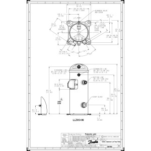 Danfoss LLZ018T2LQ9A 6 HP LBP Compresor Scroll para Refrigeracion 208-230/3/60 (V/Ph/Hz) R404A, R507, R452A, R448A, R449A, Conexion Rotolock, 121L9548, 121L9549, 121L9511, 121L9510