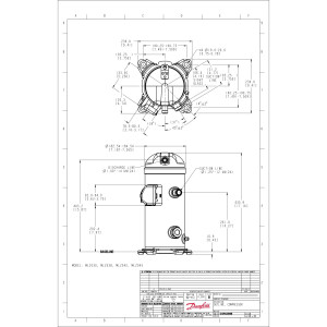 Danfoss MLZ045T2LQ9A 6 HP MBP Compresor Scroll de Refrigeracion 208-230/3/60 (V/Ph/Hz) R404,R407,R507,R452,R134,R513,R22,R448,R449 Valvulas Rotolock V05,V06, Aceite POE 121L8797 Replaces 121L8850