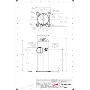 Danfoss HCP120T4LC6 10 tons 120.000 btu/h R407C Compresor Scroll para Aire Acondicionado380-415/3/50, 460/3/60 (V/Ph/Hz) Descarga 7/8 pulg, Succion 1-1/8 pulg, ODF, Aceite PVE 121L0401, 121L0398 Remplaza HCM120T4LC6, 120U0401