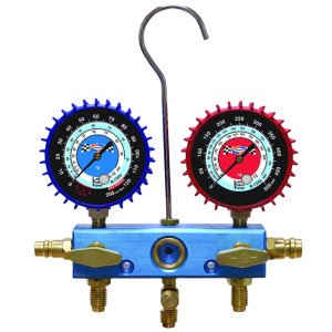 Uniweld Manifold Automotive 2 Valves 60in Soft Magic R134a/R-1234yf with Couplers 90478/90479 2-1/2 Gauge LPF