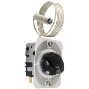 Danfoss 077B7339 Termostato de control refrigerador 077B6909 Cut-in Frio 5.0C Cut-out Frio -12.0C Cut-in Caliente 5.0C Cut-Out Caliente -5.3C Capilar 1200mm B6 (Empaque Industrial)