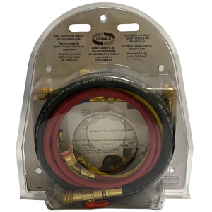 Uniweld Q4N85SMEZ Manometro Alumino 4 Valvulas R410a,R134a,R22, Mangueras 5 ft Soft Magic, EZ-Turn Anti-BlowBack
