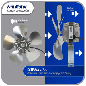 Appli Parts APFM-101E Motor Ventilador 10W Condensador y Evaporador 115V 60Hz 0.65A, Incluye Aspa de Aluminio de 23cm y Base de Montaje, Repuesto Universal para Equipos de Refrigeracion Comercial