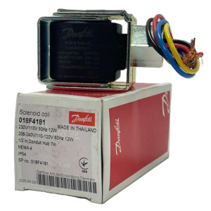Danfoss 018F4181 Bobina para Solenoide 208-240 V, 60 Hz, 110-120V, 60 Hz, 230 V, 50 Hz, 13 W, BU240CS, Con Cables