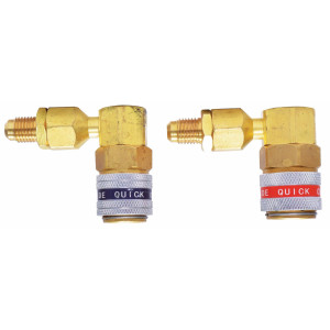 Uniweld 90486 Acople Rapido Automatico Kit R134 con Adaptador 1/4 pulg. Roja Alta, Azul Baja