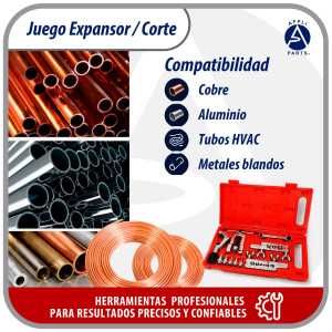 Appli Parts APT-FT278 Juego Expansor y Corte kit de herramientas incluye Avellanador de tubo de cobre, Llave ratchet y cortador de tubo de 1/8 hasta 3/4 de pulg