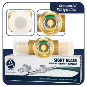 Appli Parts APSG-58A 5/8 in Sight Glass and liquid moisture indicator Flare connections with Solid Body for HVAC/R installations suitable for CFC HCFC HFC refrigerants