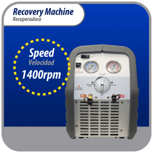 Appli Parts APRRM-121 Maquina recuperadora de refrigerante 1/2 Hp, 110 V, 60Hz, portable funciona con multiples refrigerantes, incluye filtro secador y manguera