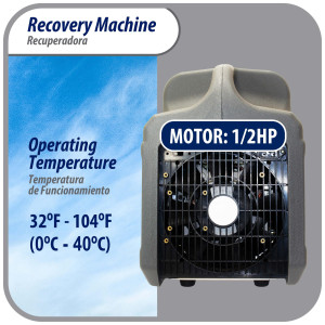 Appli Parts APRRM-121 1/2 Hp Refrigerant Recovery Machine for hvac freon reclaim 110 V, 60 Hz Portable Universal application works with multiple refrigerant includes filter drier and hose