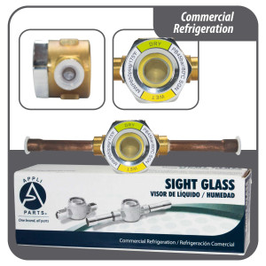 Appli Parts APSG-14S Visor de Liquido 1/4 pulg Indicador de Humedad con conexiones Soldable con cuerpo extraible para Sistemas de Refrigeracion y Aire Acondicionado compatible con refrigerantes CFC, HCFC, HFC