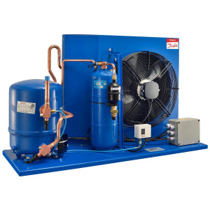 Danfoss OP-HJZ022D39Q Condensing Unit Microchannel Coil 2HP MBP 230V/3Ph/60Hz R134a,R404A,R448A,R449A,R452A,R513A POE Oil 1 Fan with Reciprocating Compressor MTZ22-3 115N0274  