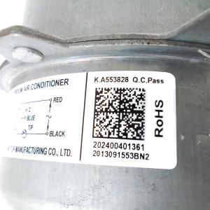 Motor Ventilador YDK36-6B (YDK36-6-14) YKT-36-6-2L RoHS 220-240V/60Hz 36w 6p 0.4A B CL LRA 0.47A 202400401361 11002012003678 Sirve ecox Payne Carrier