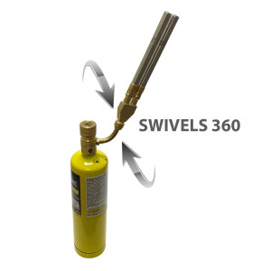 Appli Parts APHT-1D2 Double Burner Hand Torch for Soldering Brazing with Map or Propane Fuel Swivel Tip for uses in plumbing refrigeration air conditioning and more