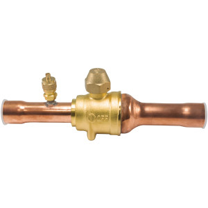 Appli Parts APBV-078 Valvula de Cierre 7/8 in tipo Bola de conexion soldable con puerto de servicio SAE de 1/4 in, presion maxima de trabajo 610 psi temperaturas de -30 C a 120 C longitud total 200mm