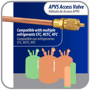 Appli Parts 10 Unidades Valvula de acceso de 1/4 SAE x 3/16 pulg OD x con vastago de cobre de 8cm de largo con nucleo y tapa de laton con removedor de nucleo y empacadura APVS-143163K10