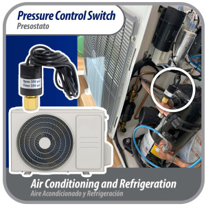 Appli Parts APPS-350250 Hi Pressure control Switch R22, Open 350 psi, Close 250 psi, 40 in Cable, SPST, 1/4 SAE female connection, Automatic Reset, universal replacement for Air Conditioning 