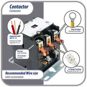 Contactor 3 Polos 30A 24V repuesto para compresores de CA y otras aplicaciones electricas Certificacion UL 476929 de Trabajo Pesado, Appli Parts modelo APAC-33024
