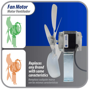 Appli Parts APFM-251E Motor Ventilador 25W para condensador de refrigeracion 115V 60Hz 1.2A 1450rpm Incluye base y Aspa de aluminio de 300mm CCWSE Universal 