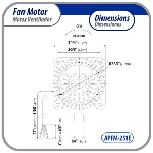 Appli Parts APFM-251E Motor Ventilador 25W Condensador y Evaporador 115V 60Hz 1.2A, Incluye Aspa de Aluminio de 30cm y Base de Montaje, Repuesto Universal para Equipos de Refrigeracion Comercial