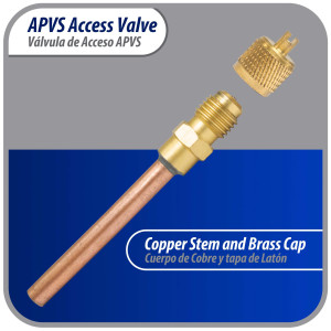 Appli Parts APVS-14142K10 10 Pack 1/4 in SAE Access Schrader Valve x 1/4 ODF x 2 in Copper Stem with Valve Core and Cap with gasket and core remover for AC and refrigeration systems