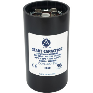 Appli Parts CON-400-250 Motor Start Capacitor 400-480 MFD uF, 250 VAC. Universal for Electric Motor Applications, 1.75 in Wide, 3.38 in Height