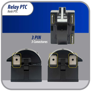 Appli Parts APSR-4002P Interruptor de rele para mini nevera de 3 pines, 4,7 Ohmnios, 110V, rele de arranque PTC universal, repuesto para multiples marcas de refrigeradores, enfriadores de vino