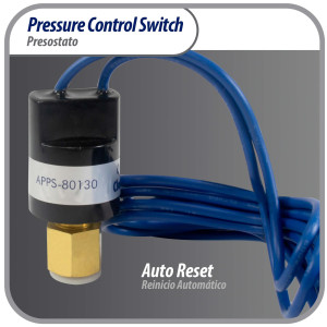 Appli Parts APPS-80130 Low Pressure control switch R410, Open 80 psi, Close 130 psi, 40 in Cable, SPST, 1/4 SAE female connection, Automatic Reset, universal replacement for Air Conditioning Applications 