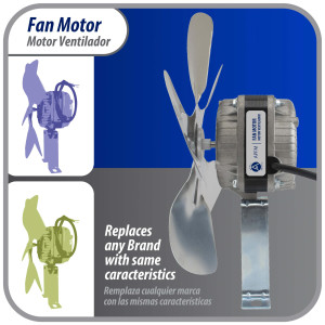 Appli Parts APFM-102E Motor Ventilador 10W Condensador y Evaporador 220V 60Hz 0.35A, Incluye Aspa de Aluminio de 23cm y Base de Montaje, Repuesto Universal para Equipos de Refrigeracion Comercial