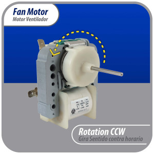 Appli Parts APFM-317 11.5 W Motor Ventilador, 110 V, 50/60 Hz, 0.21 A, 3000 rpm, rotacion CCW, para Evaporadores de Refrigeradores remplaza numeros de parte original WR60X30349, WR60X190, WR60X182