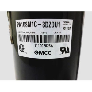 GMCC Compresor rotativo velocidad fija 12.000 Btu 220v/60hz/1ph R410 PA108M1C-3DZDU1 201400601350 11103010000658 GMCC Compresor rotativo velocidad fija 12.000 Btu 220v/60hz/1ph R410 PA108M1C-3DZDU1 201400601350 11103010000658