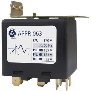 Appli Parts APPR-063 Relay Potencial 063, Voltaje de Bobina 170 V, Recogida Minima 139 V, Recogida Maxima 153 V, Caida Maxima 55 V, 50/60Hz Remplazo universal para unidades de refrigeracion y aire acondicionado