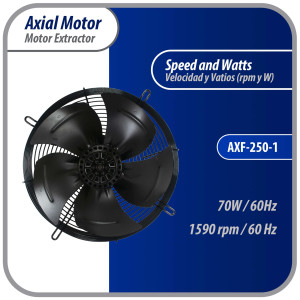 Appli Parts AXF-250-1 9-7/8 in Axial Fan Motor Guard Mounted Fan Blade 110 V, 1 Ph, 50-60 Hz, 70 W, 1590 rpm, Universal replacement for Cold Room Evaporators and Condensing Units, Work Temp -22 F to 140 F 