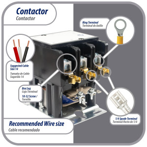 Contactor 3 Polos 50A 24V repuesto para compresores de CA y otras aplicaciones electricas Certificacion UL 476929 de Trabajo Pesado, Appli Parts modelo APAC-35024