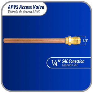 Appli Parts APVS-14143K10 10 pack 1/4 in SAE Access Schrader Valve x 1/4 ODF x 3 in Copper Stem with Valve Core and Cap with gasket and core remover for AC and refrigeration systems