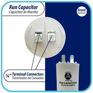 Appli Parts Condensador Capacitor de Marcha 75 Mfd uF (microfaradios) 250VAC CBB60 Cuerpo plastico para bombas de agua y otras aplicaciones Redondo UL E476928 CON-75-250-P