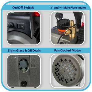 Appli Parts APVCP-311 1/4HP 115V Refrigeration Vacuum Pump 3.0 CFM 1 Stage, 60 Hz, for Heating Air Conditioning and Refrigeration Systems for Home and Auto Applications 