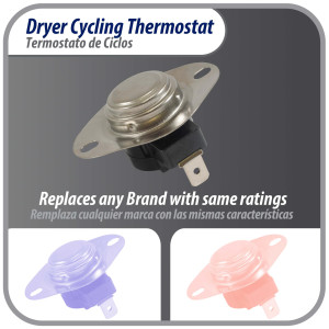 Appli Parts APDT-L250 Termico Secadora L-250-40F, limite alto Abre a 250 F, sensor interruptor de limite o termostato de 2 terminales, reemplazo para WH4X584 APDT-L250 Reemplaza 2934, 80000, 279052 286473, 298260, 299617, 339357, 339502 y otros