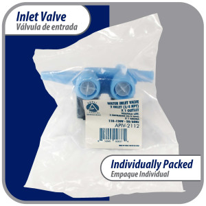 Appli Parts APIV-2112 Valvula de entrada de agua para lavadoras 2 Entradas de 3/4 NPT y 1 Salida 1/2 conexion rapida 110-120V 50/60Hz remplazo universal para lavadoras GE WH13X10024 y otras marcas