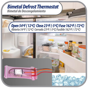 Appli Parts APBT-R2006FP Bimetal Thermostat Asian Type 3 Wire Open 54F and Close 23F Fuse 162F 1 plug Black / Orange / Red wires Reference BIM-2006 / 14JB2006 / PB302