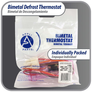 Appli Parts APBT-R2006FP Bimetal Thermostat Asian Type 3 Wire Open 54F and Close 23F Fuse 162F 1 plug Black / Orange / Red wires Reference BIM-2006 / 14JB2006 / PB302