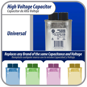 Appli Parts APMC-21091 Condensador Capacitor para microondas 0.91 Mfd uF (microfaradios) Alto Voltaje 2100V tipo CH85 21105 Remplazo universal para multiples marcas Appli Parts APMC-21091 Condensador Capacitor para microondas 0.91 Mfd uF (microfaradios) Alto Voltaje 2100V tipo CH85 21105 Remplazo universal para multiples marcas