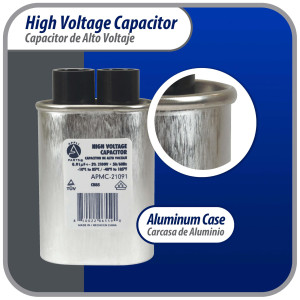 Appli Parts APMC-21091 Condensador Capacitor para microondas 0.91 Mfd uF (microfaradios) Alto Voltaje 2100V tipo CH85 21105 Remplazo universal para multiples marcas Appli Parts APMC-21091 Condensador Capacitor para microondas 0.91 Mfd uF (microfaradios) Alto Voltaje 2100V tipo CH85 21105 Remplazo universal para multiples marcas