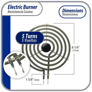 MP21YA Appli Parts Resistencia Cocina Estufa 4 Vueltas,8 pulg, 2100 W, 240 V, Compatible con Whirlpool 8053268, 9761345, 8053268, 9761345, 4165352, 4389732, 4163771, 877983, 879066
